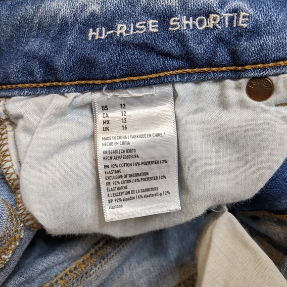 American Eagle Ripped Denim Shorts Distressed Skinny Fit Blue Jeans - Picture 5 of 6